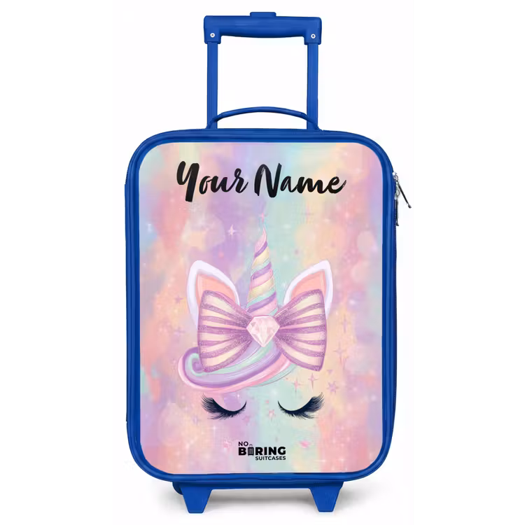 Eenhoorn - Glitters - Regenboog - Pastel Kinderkoffer - Blauw klein -zz3dotto
