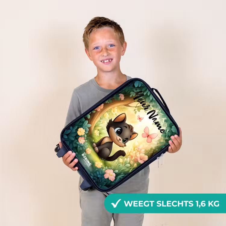 Kat - Vlinder - Bloemen Kinderkoffer - Zwart klein -sfeer4_NL