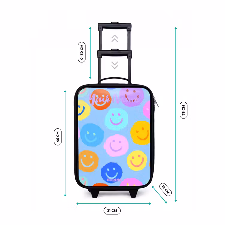 Vrolijk patroon van smileys Kinderkoffer - Zwart klein -productfoto_formaten