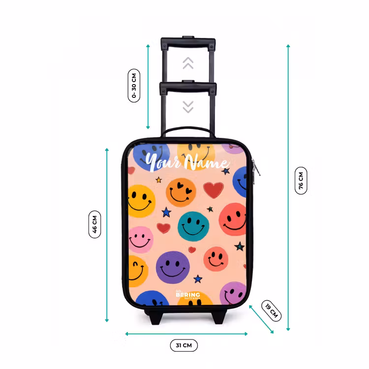 Vrolijk Smiley-patroon Kinderkoffer - Zwart klein -productfoto_formaten