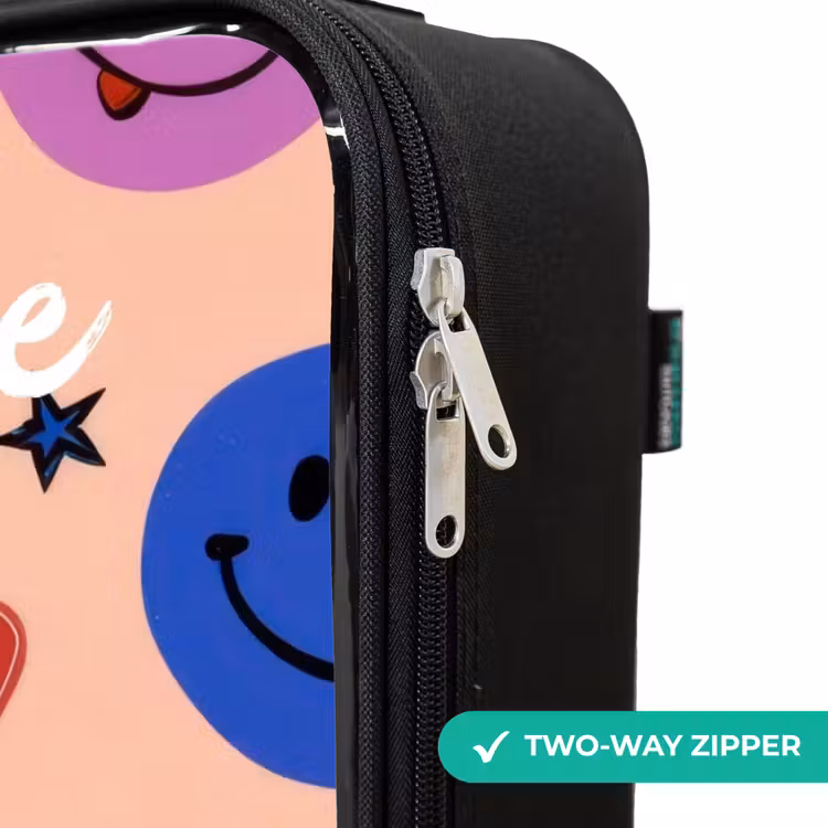 Vrolijk Smiley-patroon Kinderkoffer - Zwart klein -rits_UK
