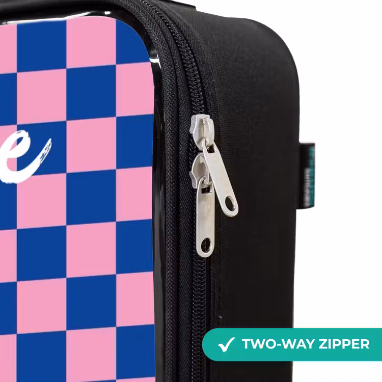 Blokjes - Blauw - Roze Kinderkoffer - Zwart klein -rits_UK