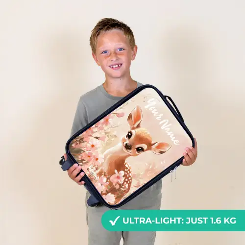 Hertje - Bloemen - Stippen - Roze Kinderkoffer - Zwart klein -sfeer4_UK