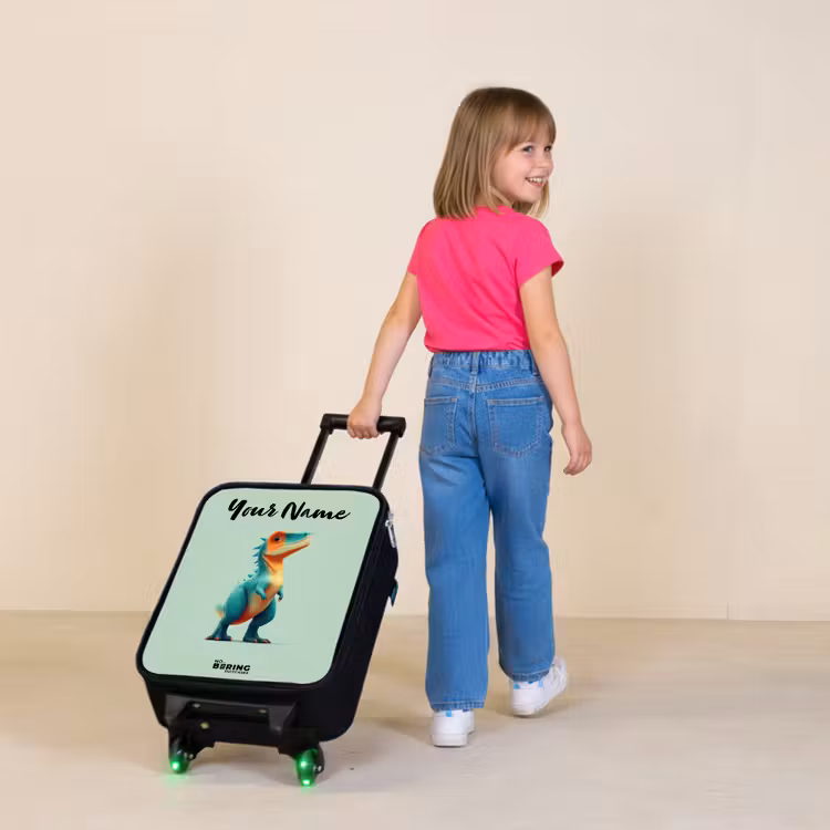 Dino - Dier - Groen - Oranje Kinderkoffer - Zwart klein -sfeer1