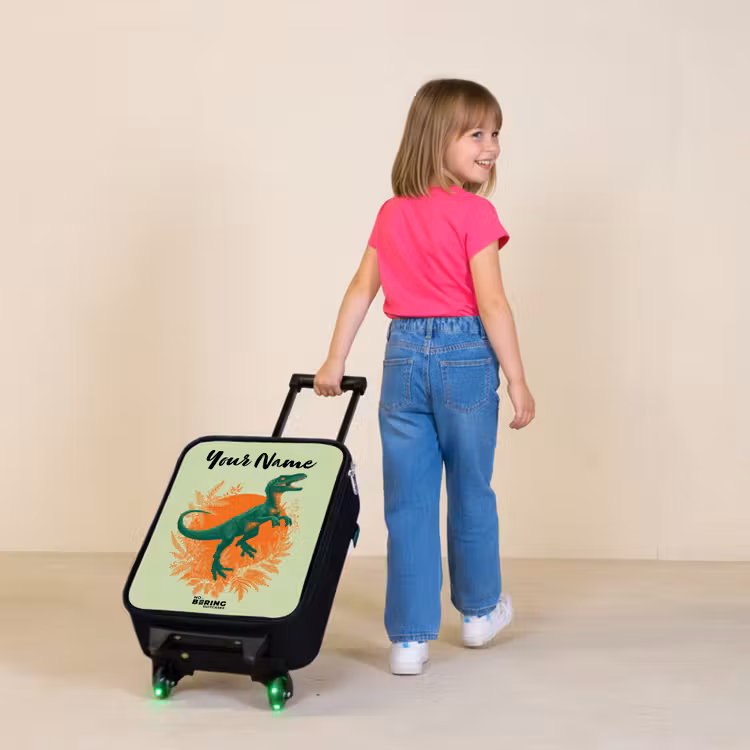 Dino - Natuur - Groen Kinderkoffer - Zwart klein -sfeer1