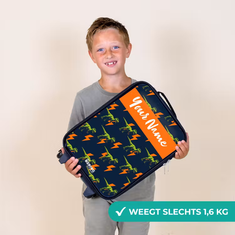 Dinos - Bliksem - Dieren - Blauw Kinderkoffer - Zwart klein -sfeer4_NL