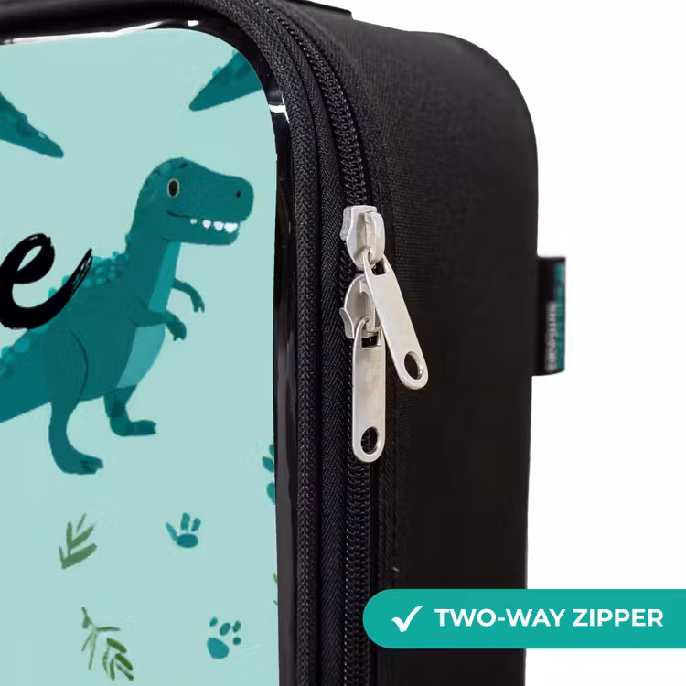 Dinos - Patroon - Groen Kinderkoffer - Zwart klein -rits_UK