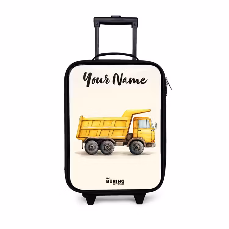 Kiepwagen - Getekend - Geel Kinderkoffer - Zwart klein -3d