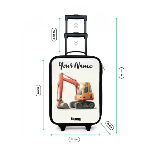 Graafmachine - Getekend - Oranje Kinderkoffer - Zwart klein -productfoto_formaten