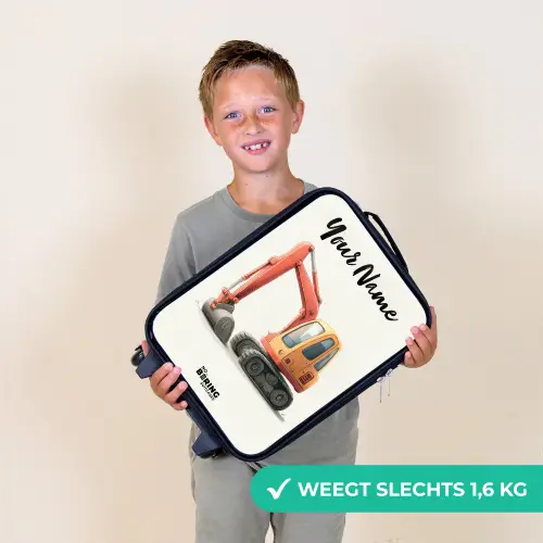 Graafmachine - Getekend - Oranje Kinderkoffer - Zwart klein -sfeer4_NL