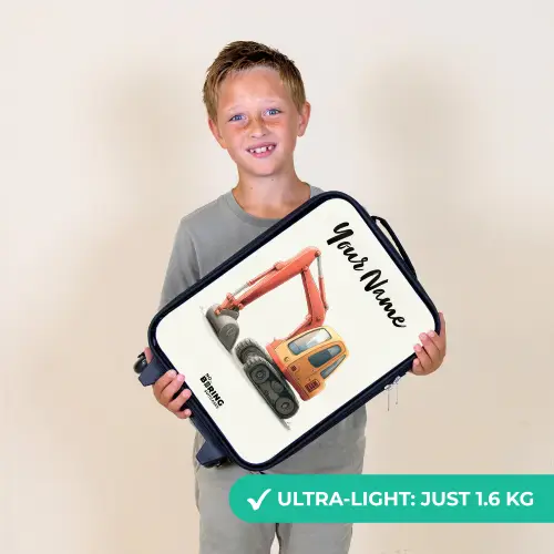 Graafmachine - Getekend - Oranje Kinderkoffer - Zwart klein -sfeer4_UK