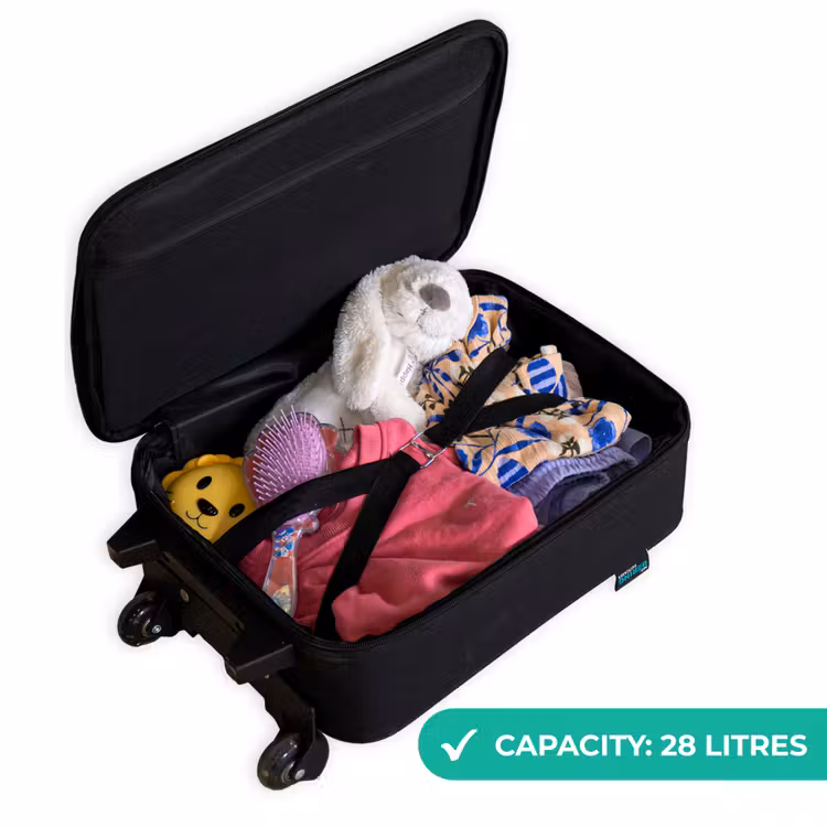 Bloemen - Patroon - Blauw Kinderkoffer - Zwart klein -binnenkant_Uk