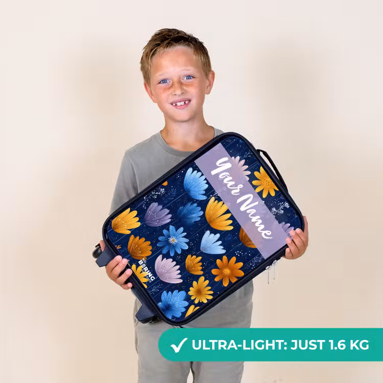 Bloemen - Patroon - Blauw Kinderkoffer - Zwart klein -sfeer4_UK