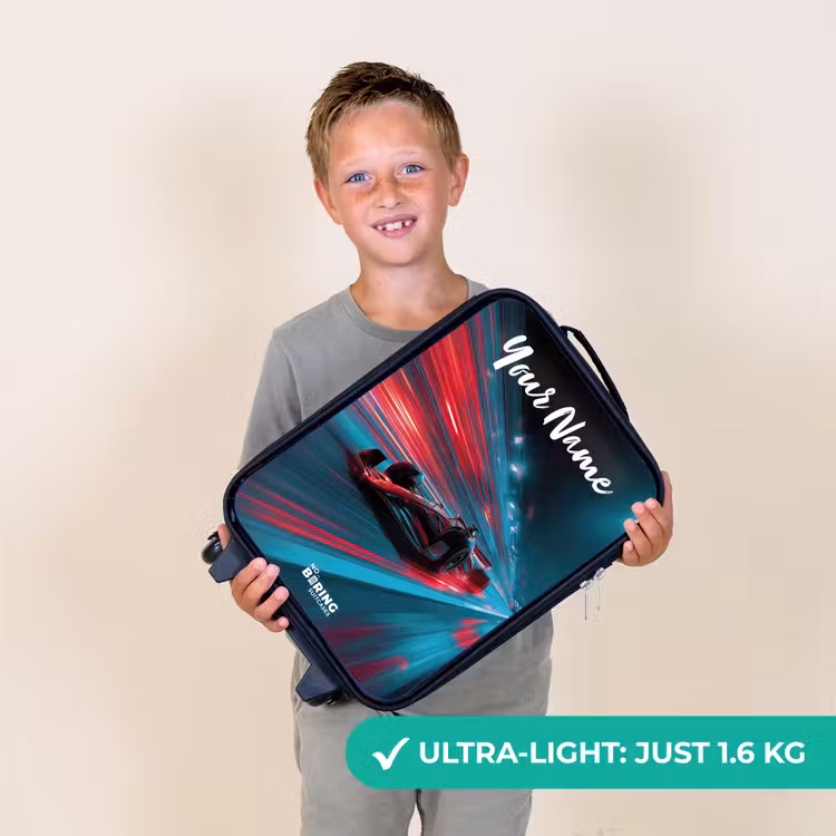 Formule 1 - Raceauto - Rood - Neonverlichting Kinderkoffer - Zwart klein -sfeer4_UK