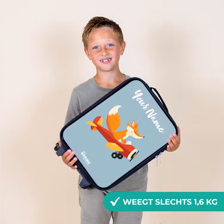 Vos - Vliegtuig - Vliegen Kinderkoffer - Zwart klein -sfeer4_NL