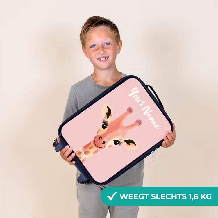 Giraffe - Wimpers - Minimalistisch - Roze Kinderkoffer - Zwart klein -sfeer4_NL
