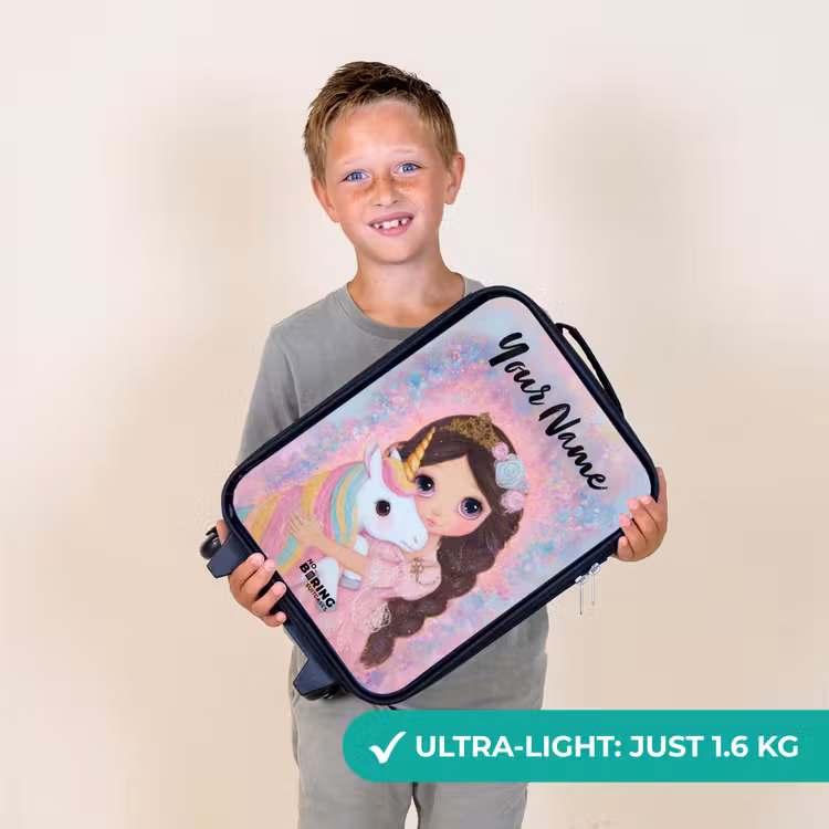 Meisje - Eenhoorn - Glitter Kinderkoffer - Zwart klein -sfeer4_UK