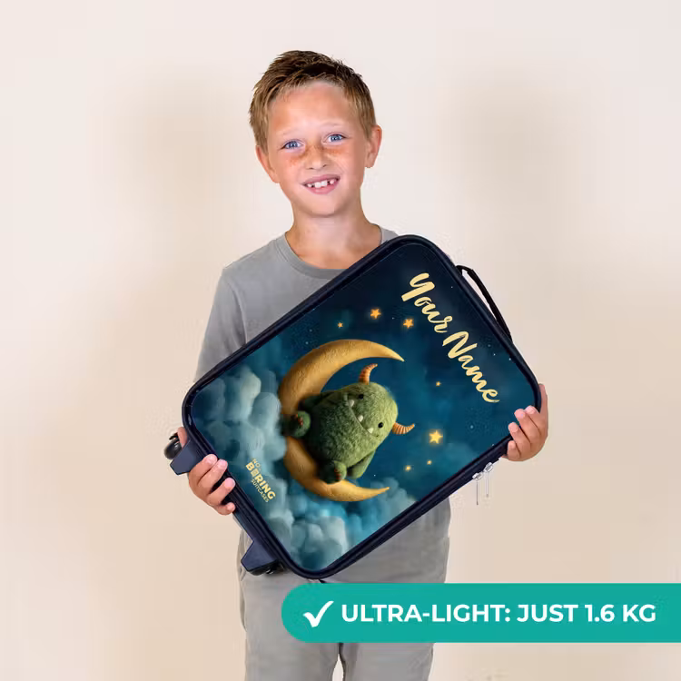 Groen monster op maansikkel Kinderkoffer - Zwart klein -sfeer4_UK