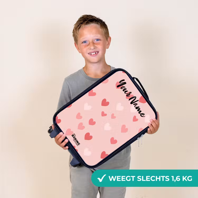 Hartjes - Patroon - Roze Kinderkoffer - Zwart klein -sfeer4_NL