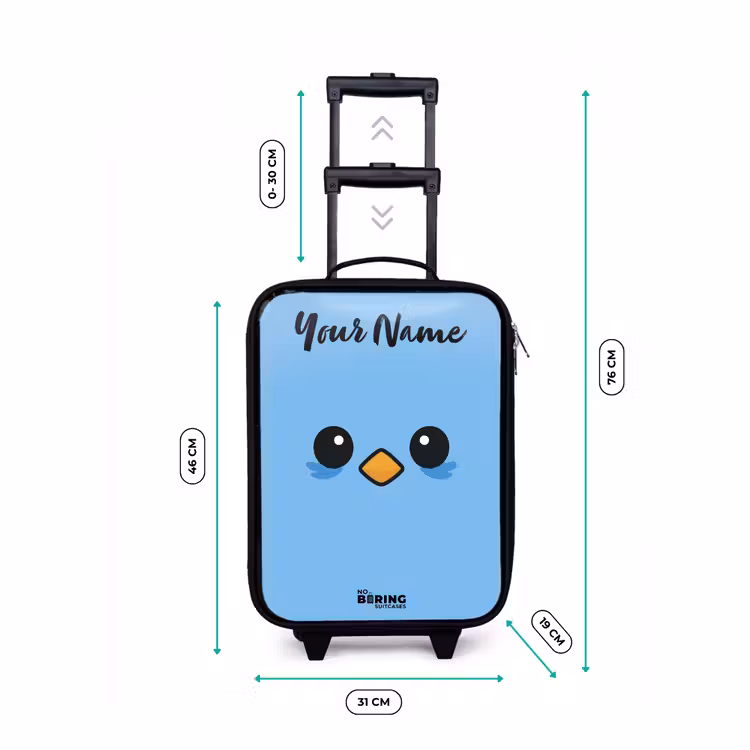 Kawai - Vogel - Blauw Kinderkoffer - Zwart klein -productfoto_formaten