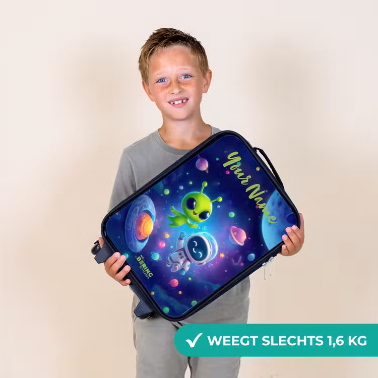 Vrolijke Ontmoeting in de Ruimte Kinderkoffer - Zwart klein -sfeer4_NL