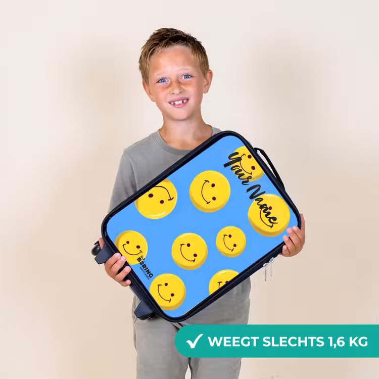 Vrolijke smileyregen Kinderkoffer - Zwart klein -sfeer4_NL