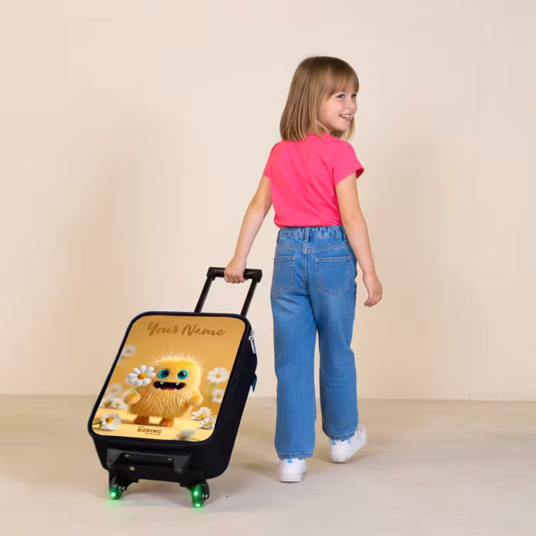 Monster - Wezen - Bloem - Geel Kinderkoffer - Zwart klein -sfeer1