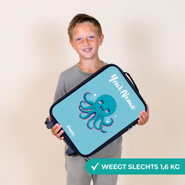 Octopus - Water - Blauw Kinderkoffer - Zwart klein -sfeer4_NL