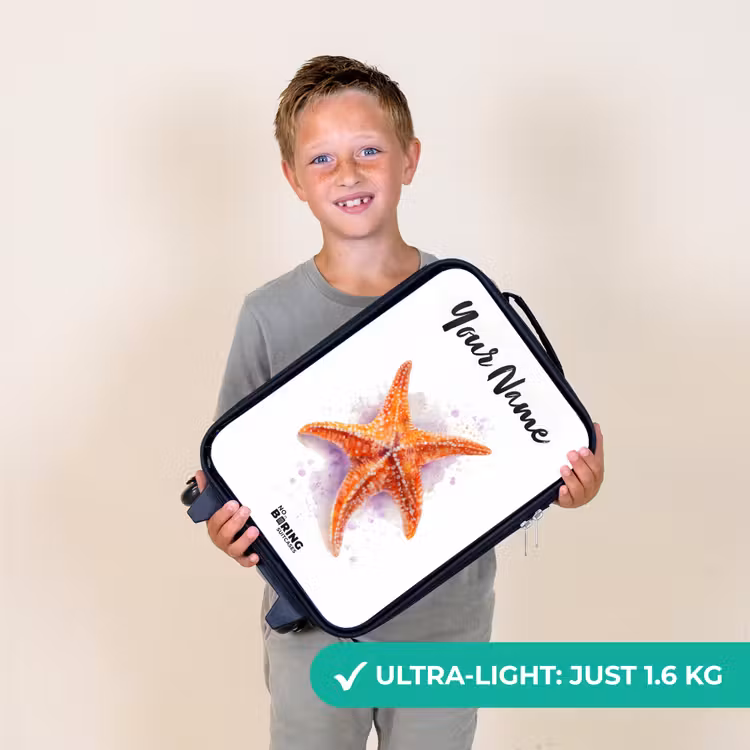 Oranje Zeester Illustratie Kinderkoffer - Zwart klein -sfeer4_UK