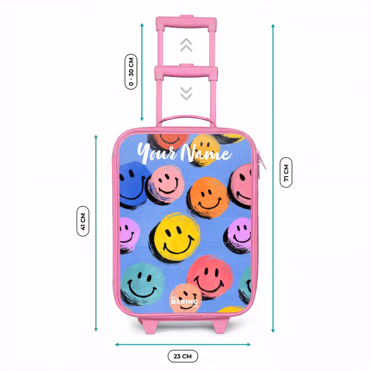 Een speels en kunstzinnig patroon van kleurrijke smileys Kinderkoffer - Roze klein -productfoto_formaten