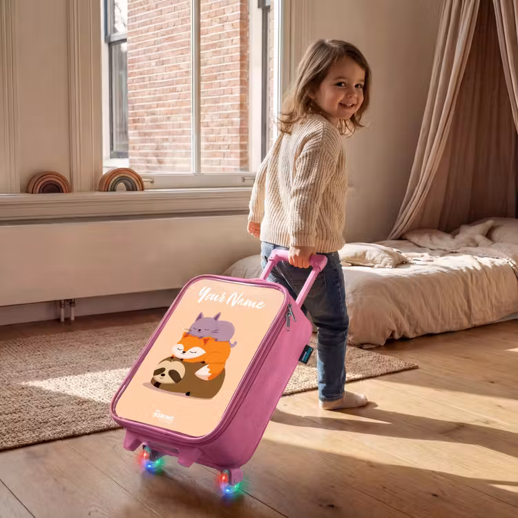 Dieren - Slapen - Samen Kinderkoffer - Roze klein -sfeer1