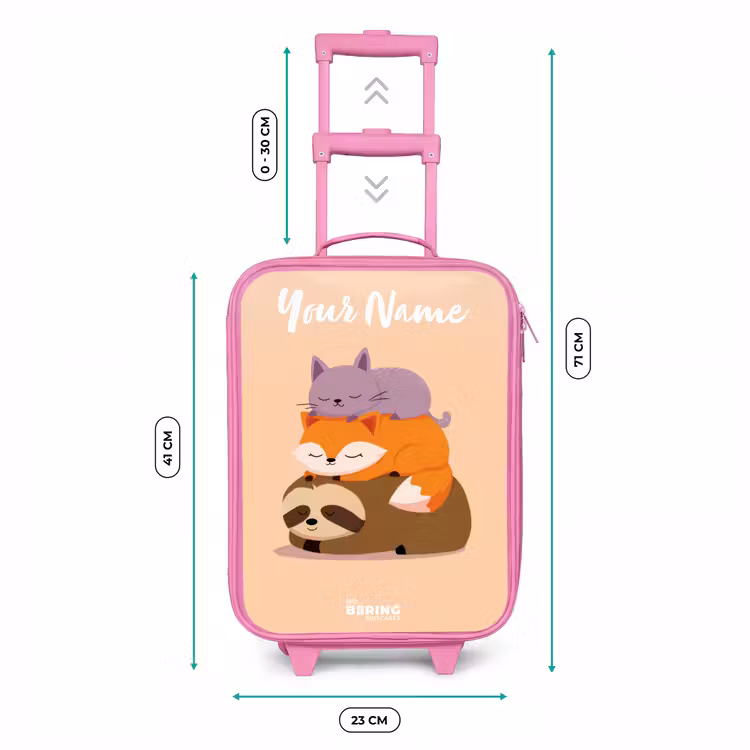 Dieren - Slapen - Samen Kinderkoffer - Roze klein -productfoto_formaten