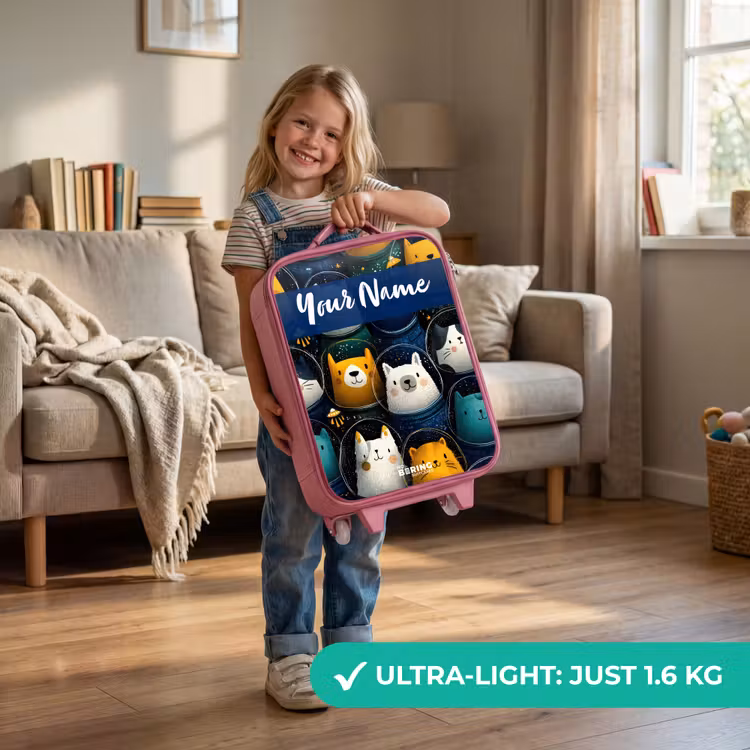 Dieren - Sterren - Planeten - Astronaut Kinderkoffer - Roze klein -sfeer2_EN