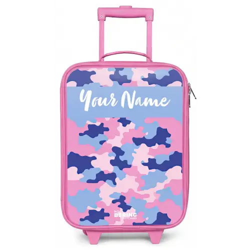 Camouflage - Roze - Blauw Kinderkoffer - Roze klein -zz3dotto