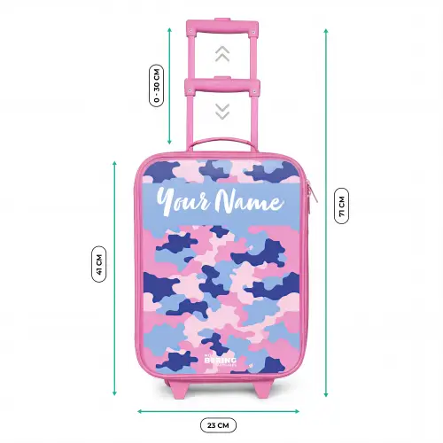 Camouflage - Roze - Blauw Kinderkoffer - Roze klein -productfoto_formaten