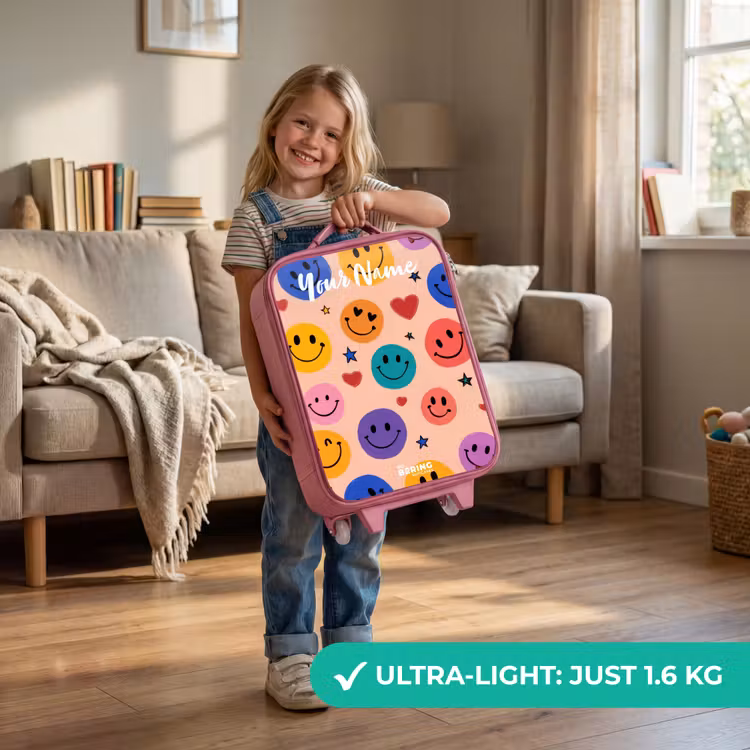 Vrolijk Smiley-patroon Kinderkoffer - Roze klein -sfeer2_EN