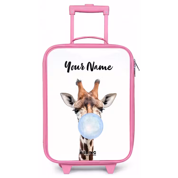 Kauwende Kobus blauw Kinderkoffer - Roze klein -zz3dotto