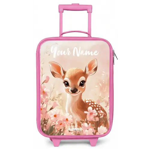 Hertje - Bloemen - Stippen - Roze Kinderkoffer - Roze klein -zz3dotto