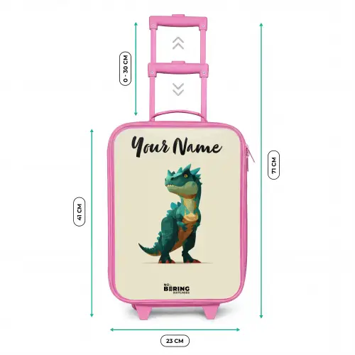 Dino - Dier - Groen Kinderkoffer - Roze klein -productfoto_formaten