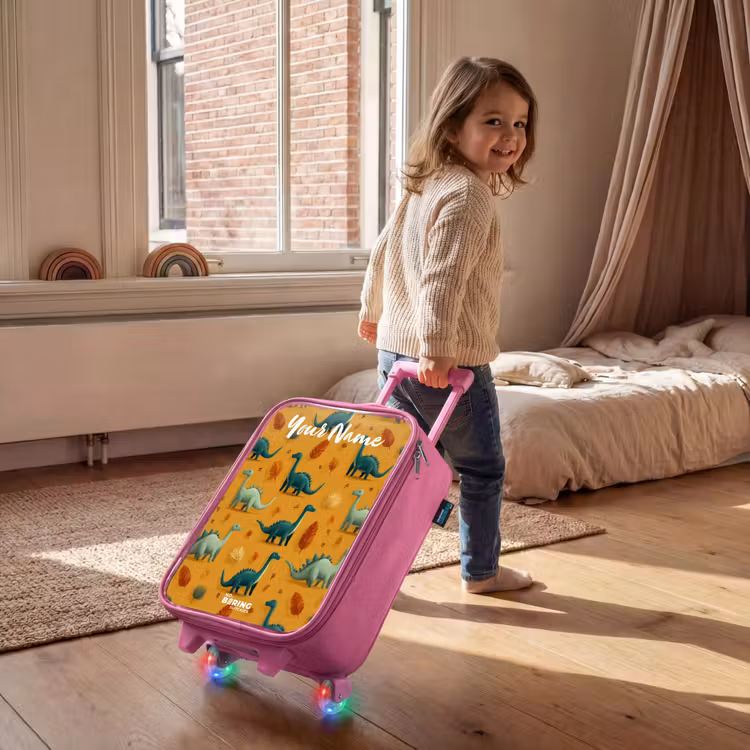 Dino - Dieren - Patroon Kinderkoffer - Roze klein -sfeer1