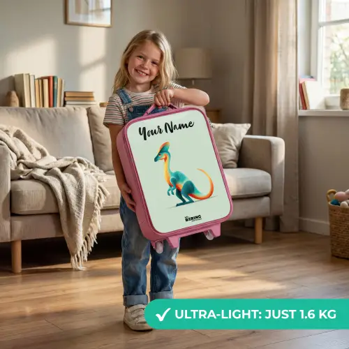 Dino - Blauw - Dier Kinderkoffer - Roze klein -sfeer2_EN