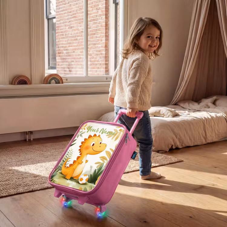Dino - Voetbal - Oranje Kinderkoffer - Roze klein -sfeer1