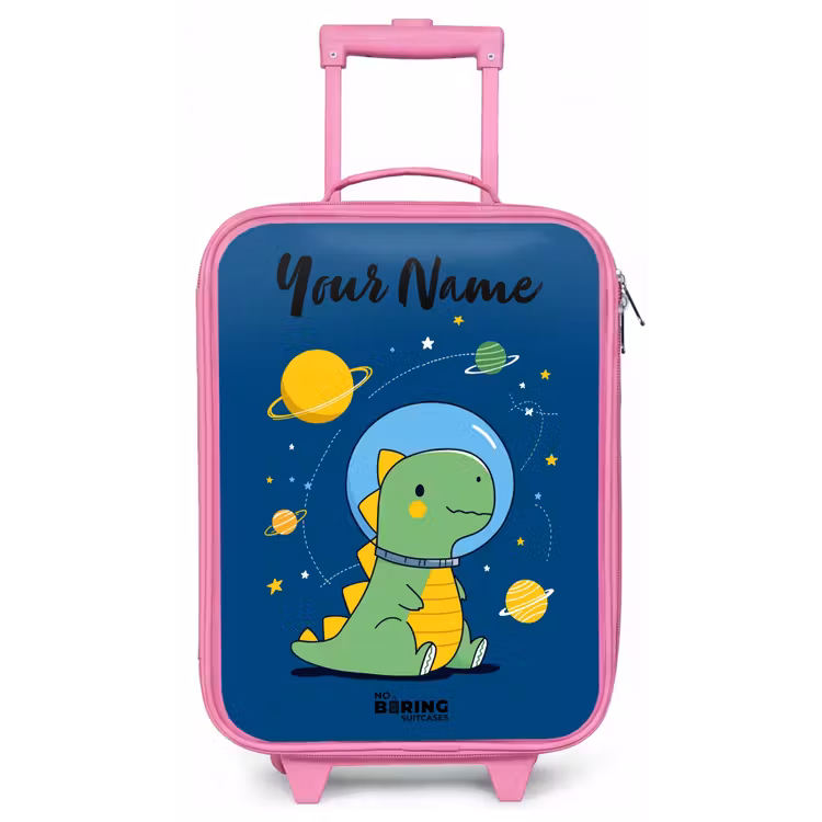 Dino - Planeet - Ster - Blauw Kinderkoffer - Roze klein -zz3dotto