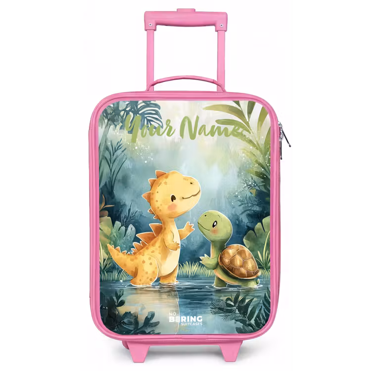 Dino - Schildpad - Jungle Kinderkoffer - Roze klein -zz3dotto