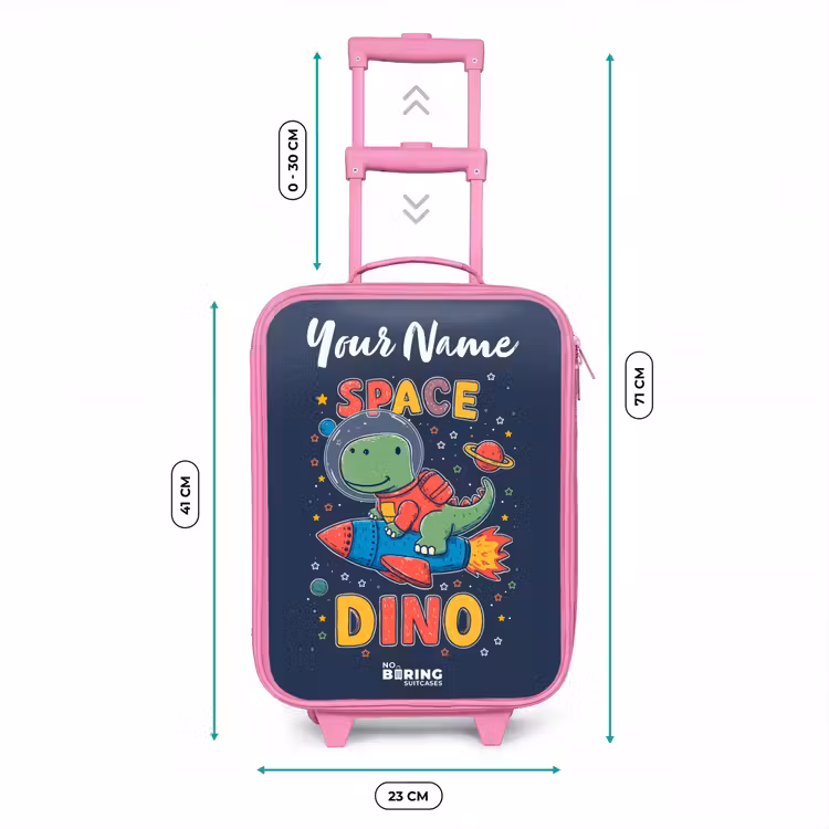 Dinosaurus - Groen - Raket - Sterrenhemel Kinderkoffer - Roze klein -productfoto_formaten