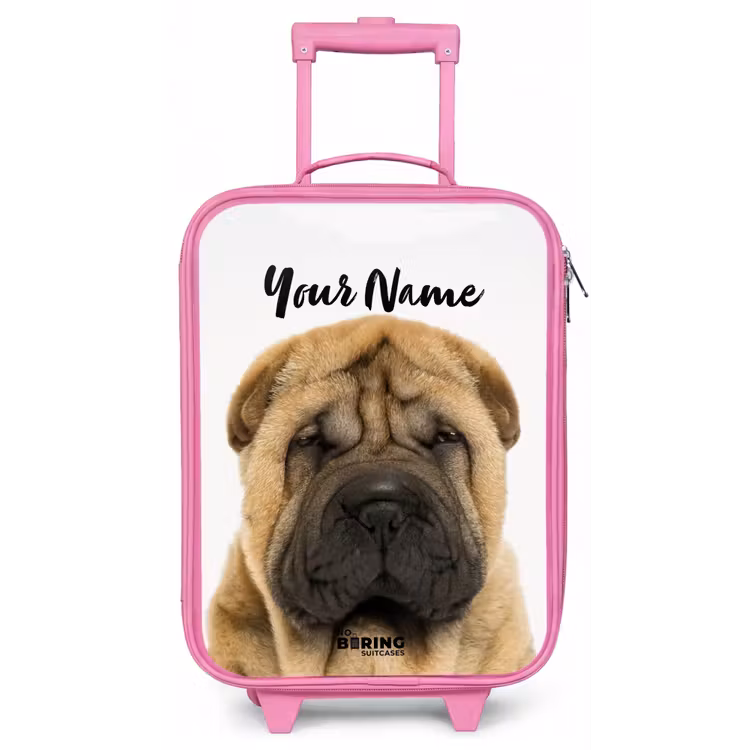 Hondje met Boos Hoofd Kinderkoffer - Roze klein -zz3dotto