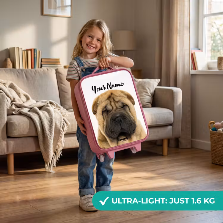 Hondje met Boos Hoofd Kinderkoffer - Roze klein -sfeer2_EN