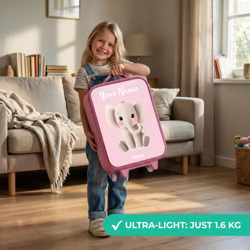 Olifant - Grijs - Baby - Slurf Kinderkoffer - Roze klein -sfeer2_EN