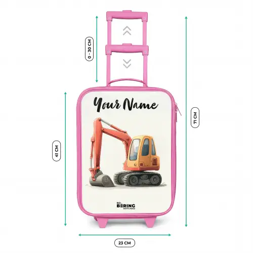 Graafmachine - Getekend - Oranje Kinderkoffer - Roze klein -productfoto_formaten