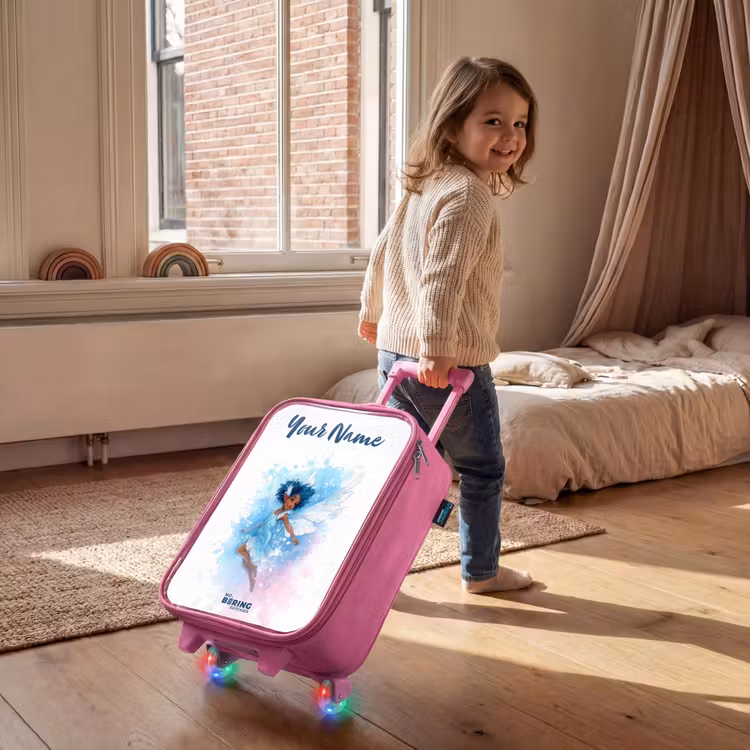 Vliegende fee in blauwe tinten Kinderkoffer - Roze klein -sfeer1
